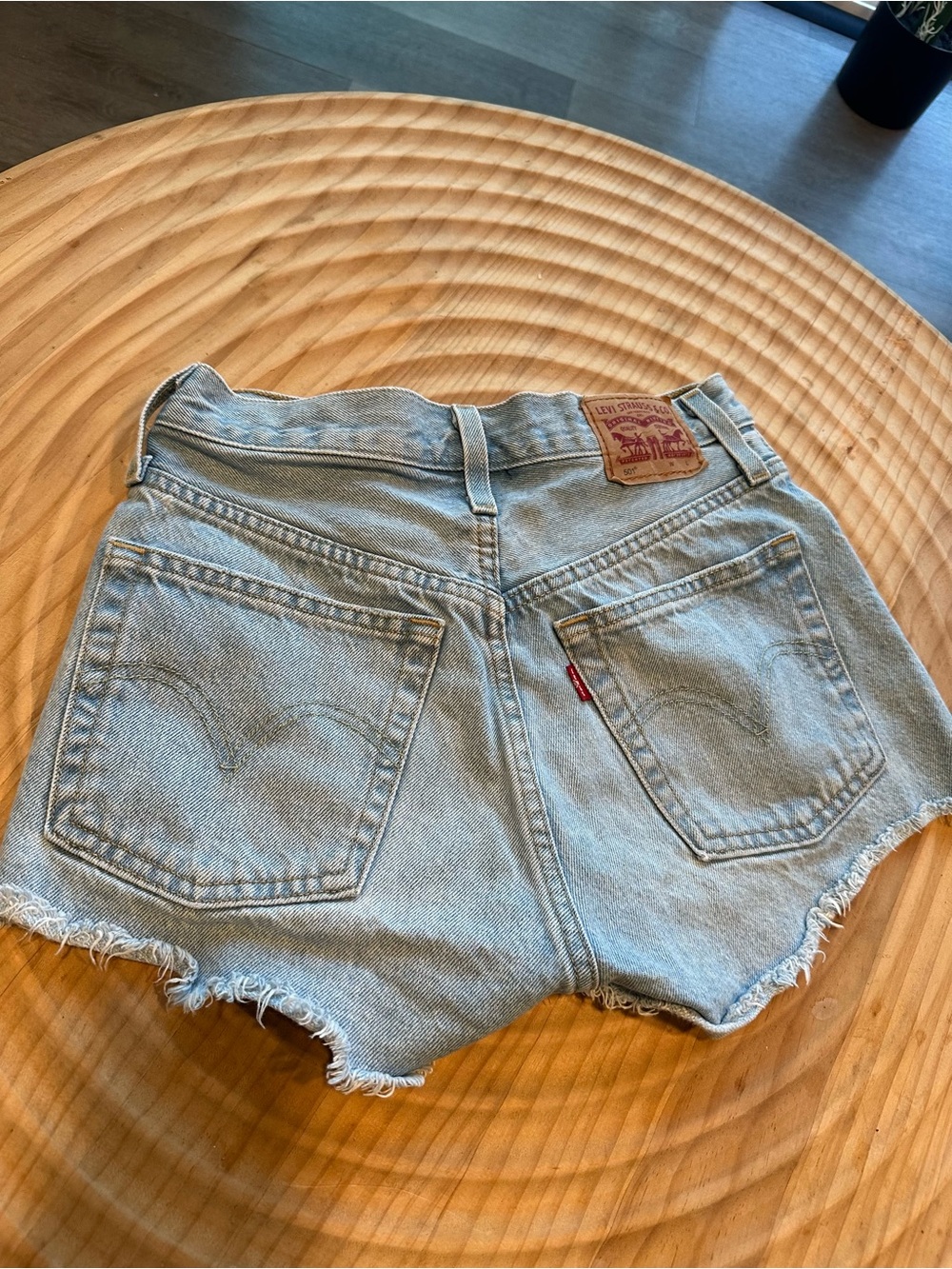 Levi's Light Blue Denim Cutoff Shorts with Raw Hem
